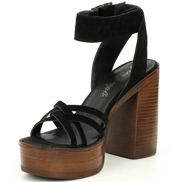 Free People Lanely Suede Platform Heels Black 39 - Picture 2 of 16